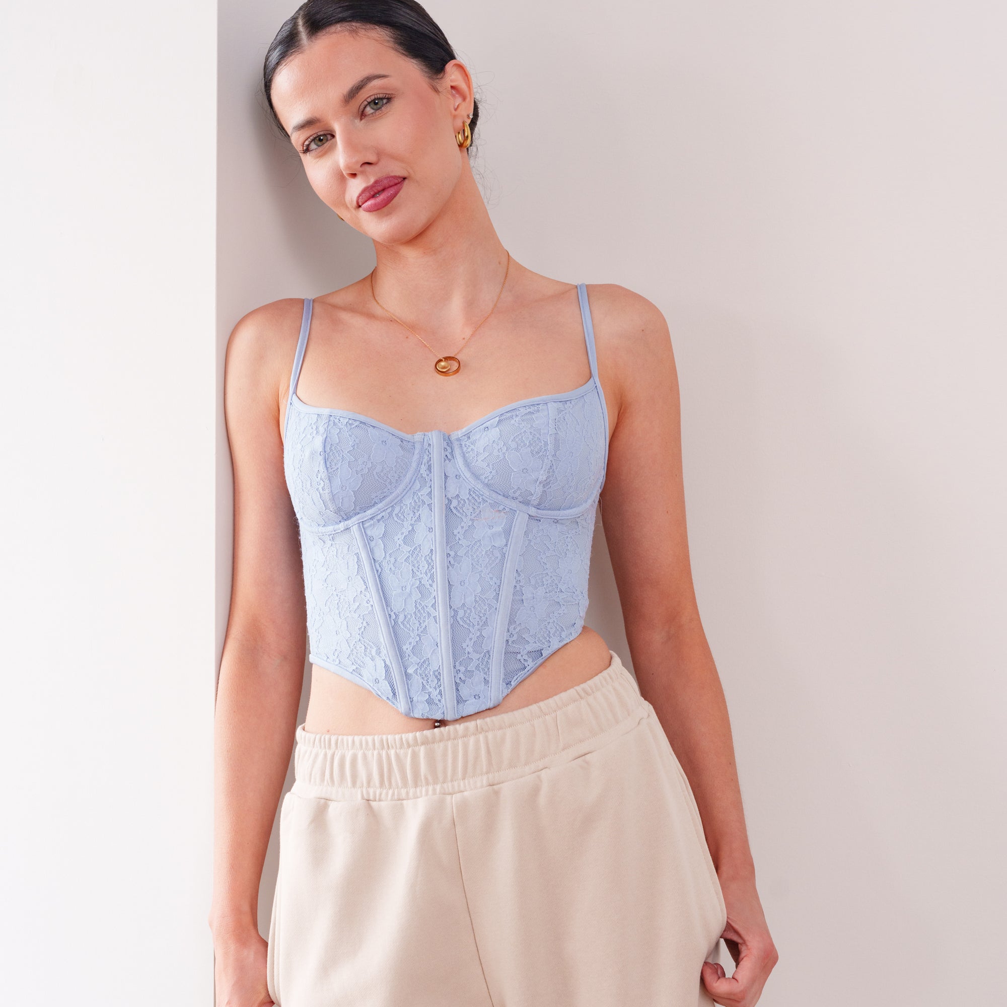 THE AZURÉ LACE LACE-UP BUSTIER