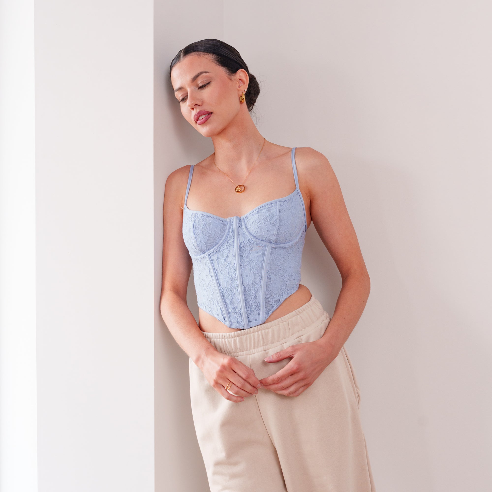 THE AZURÉ LACE LACE-UP BUSTIER