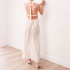 THE SOLENE COTTON GAUZE HALTER MAXI DRESS