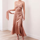 THE AIRA BIAS SATIN SCARF DRESS