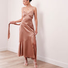 THE AIRA BIAS SATIN SCARF DRESS