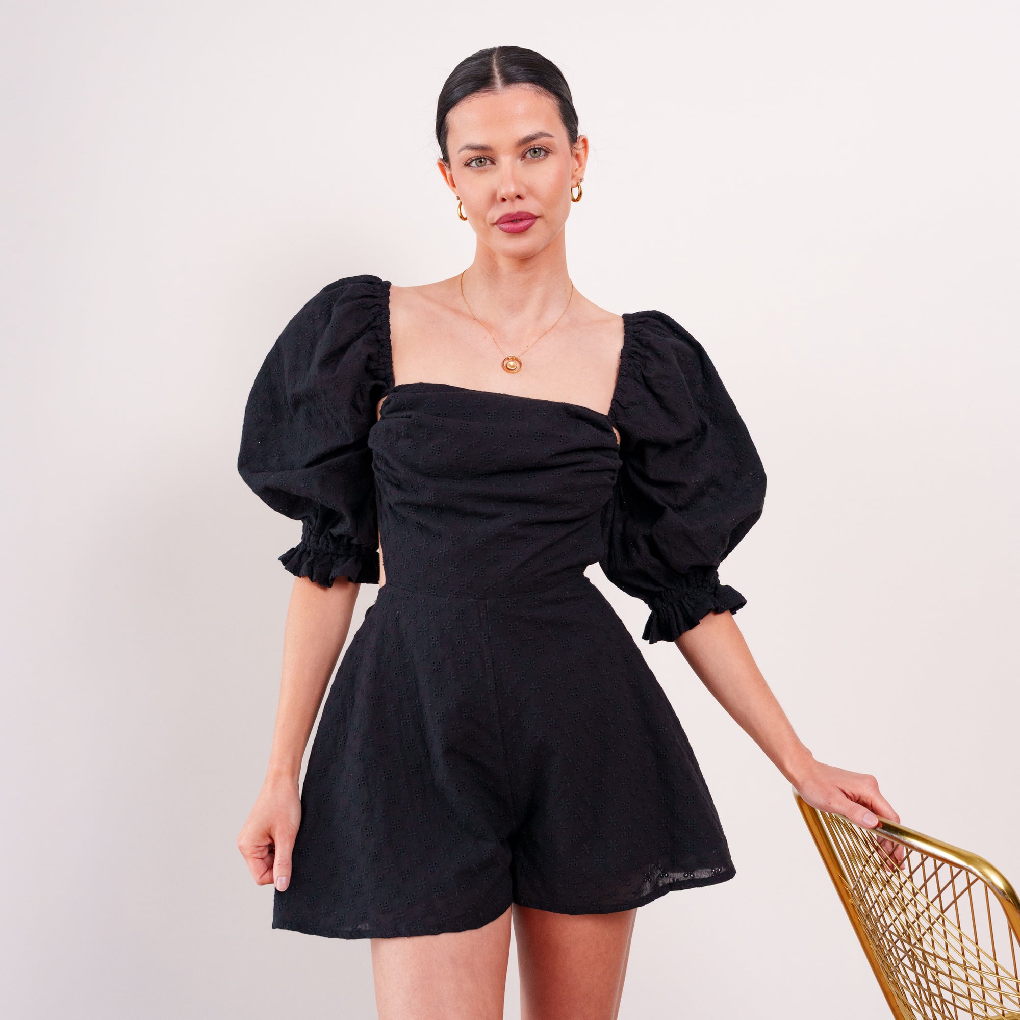 THE SÉRA EMBROIDERED EYELET ROMPER