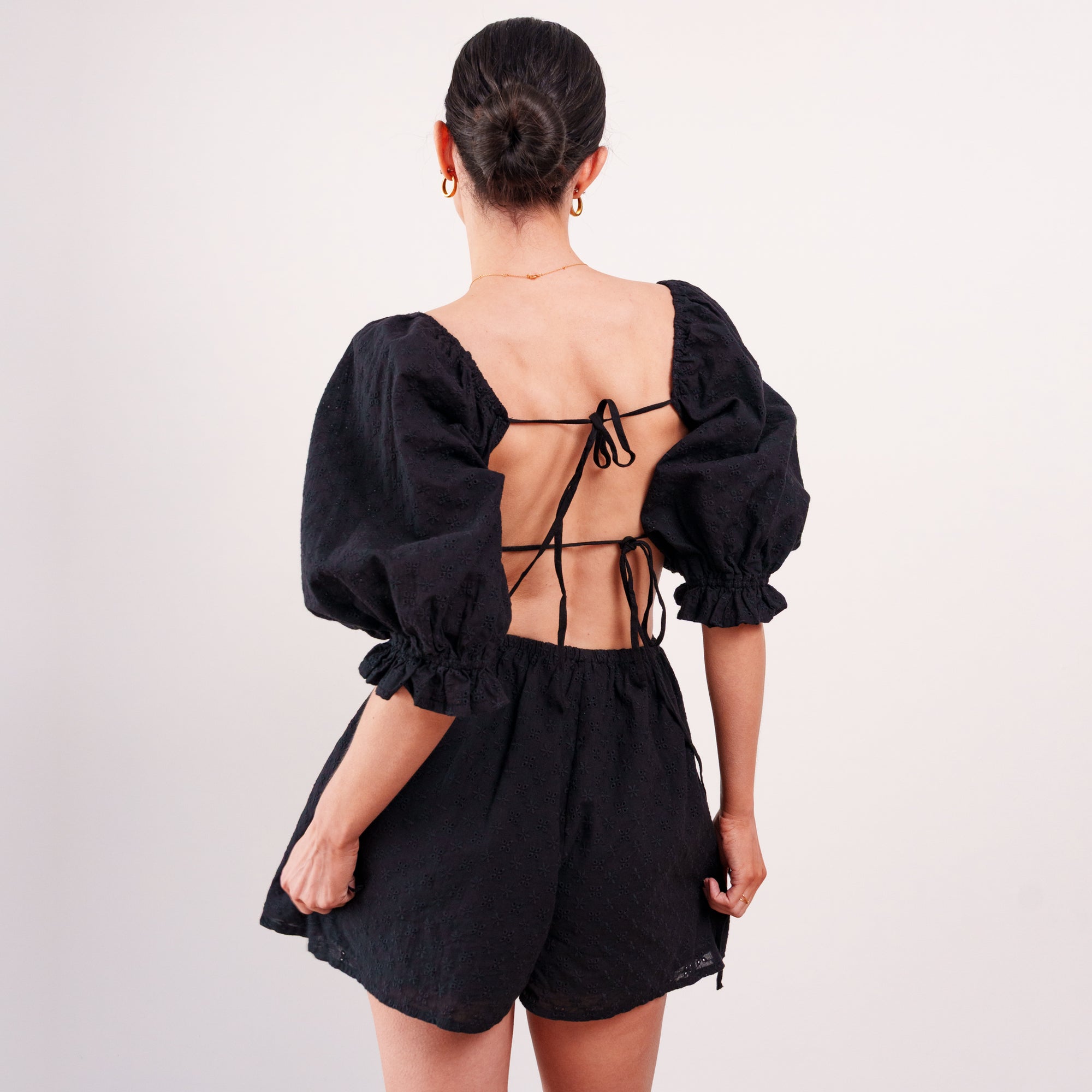 THE SÉRA EMBROIDERED EYELET ROMPER