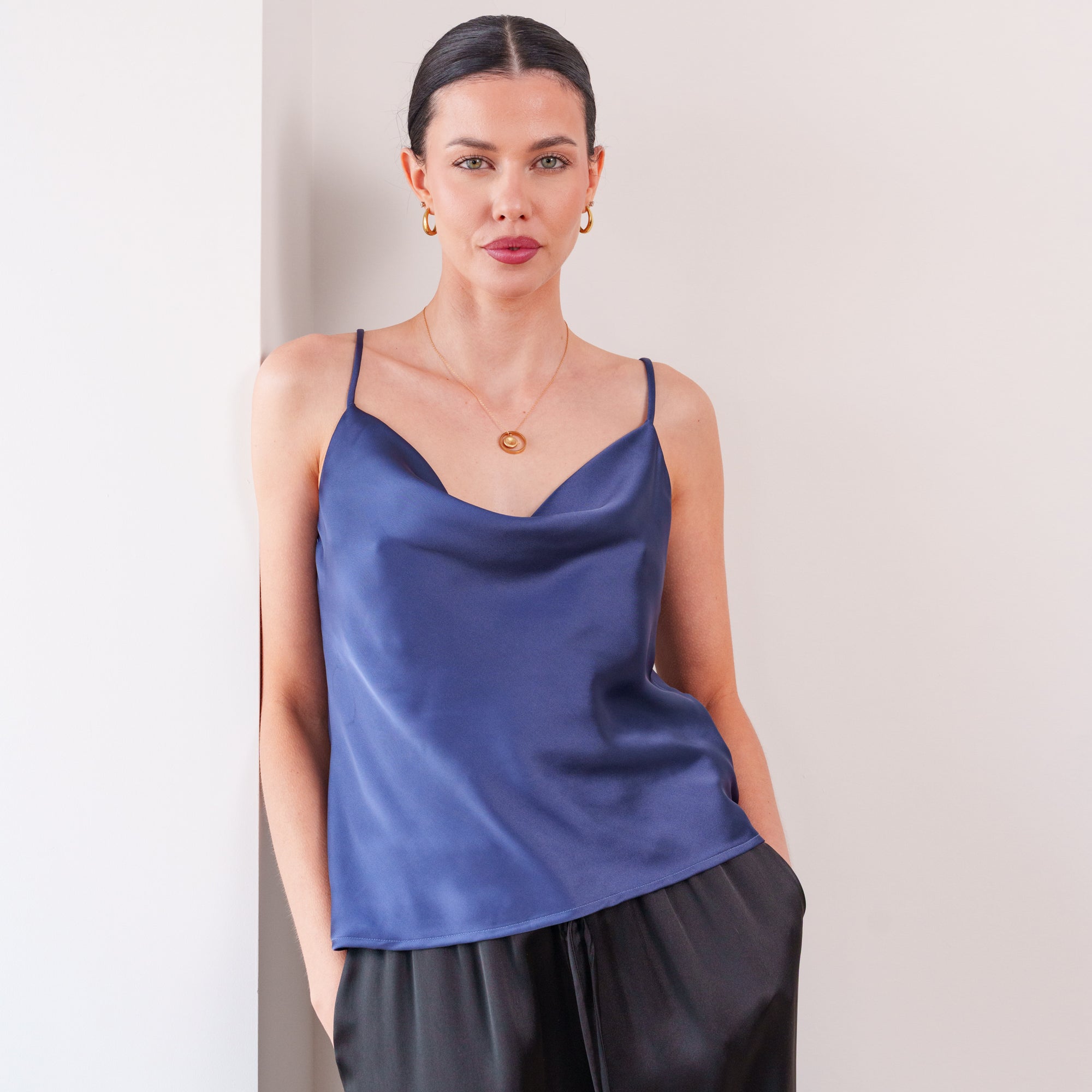 THE NOIRÉ COWL SATIN CAMISOLE