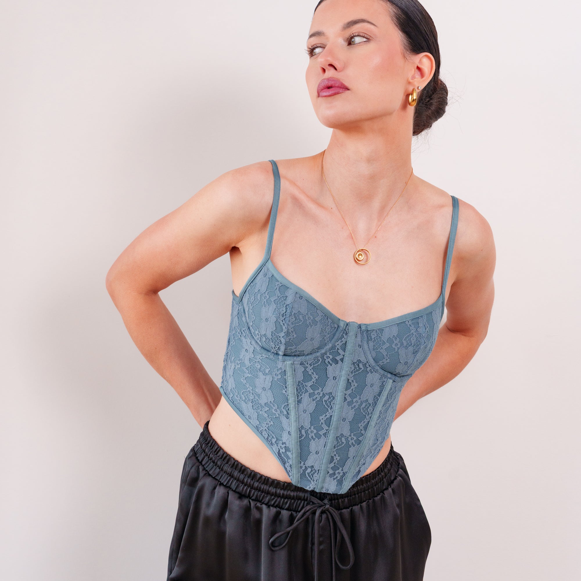 THE AZURÉ LACE LACE-UP BUSTIER