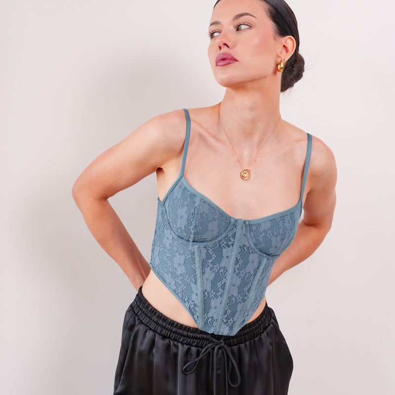 THE AZURÉ LACE LACE-UP BUSTIER