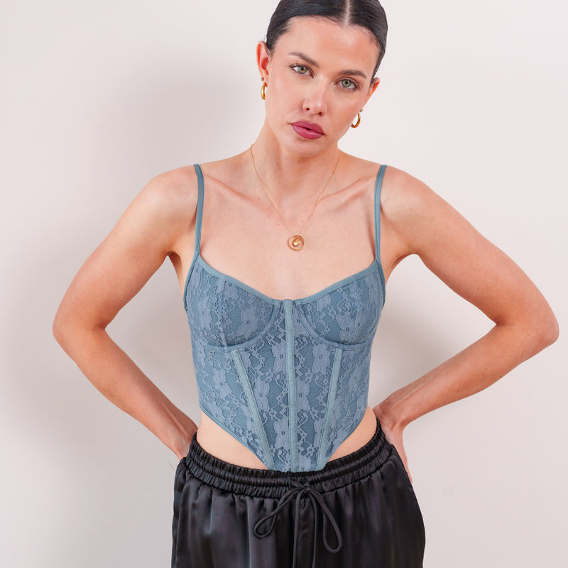 THE AZURÉ LACE LACE-UP BUSTIER
