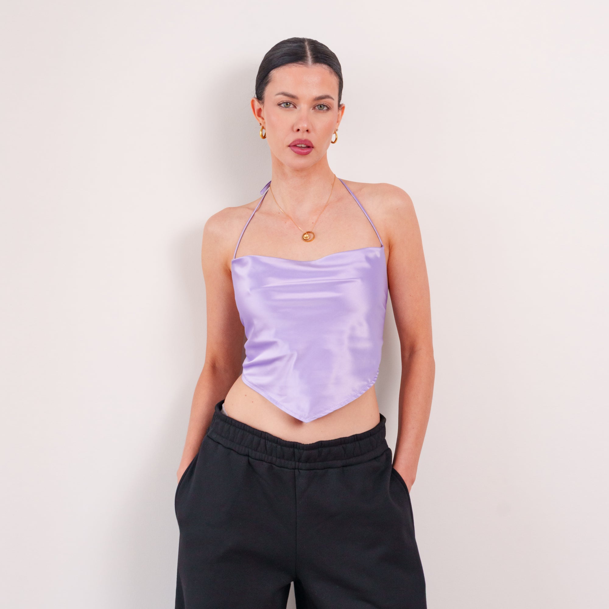 THE ÉRA SATIN HALTER TOP