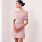 THE AMARA MESH OFF-SHOULDER MINI DRESS