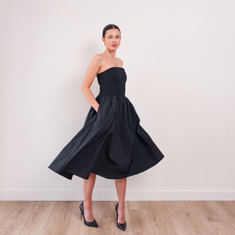 THE SÉLENE STRUCTURED KNIT & POPLIN MIDI DRESS