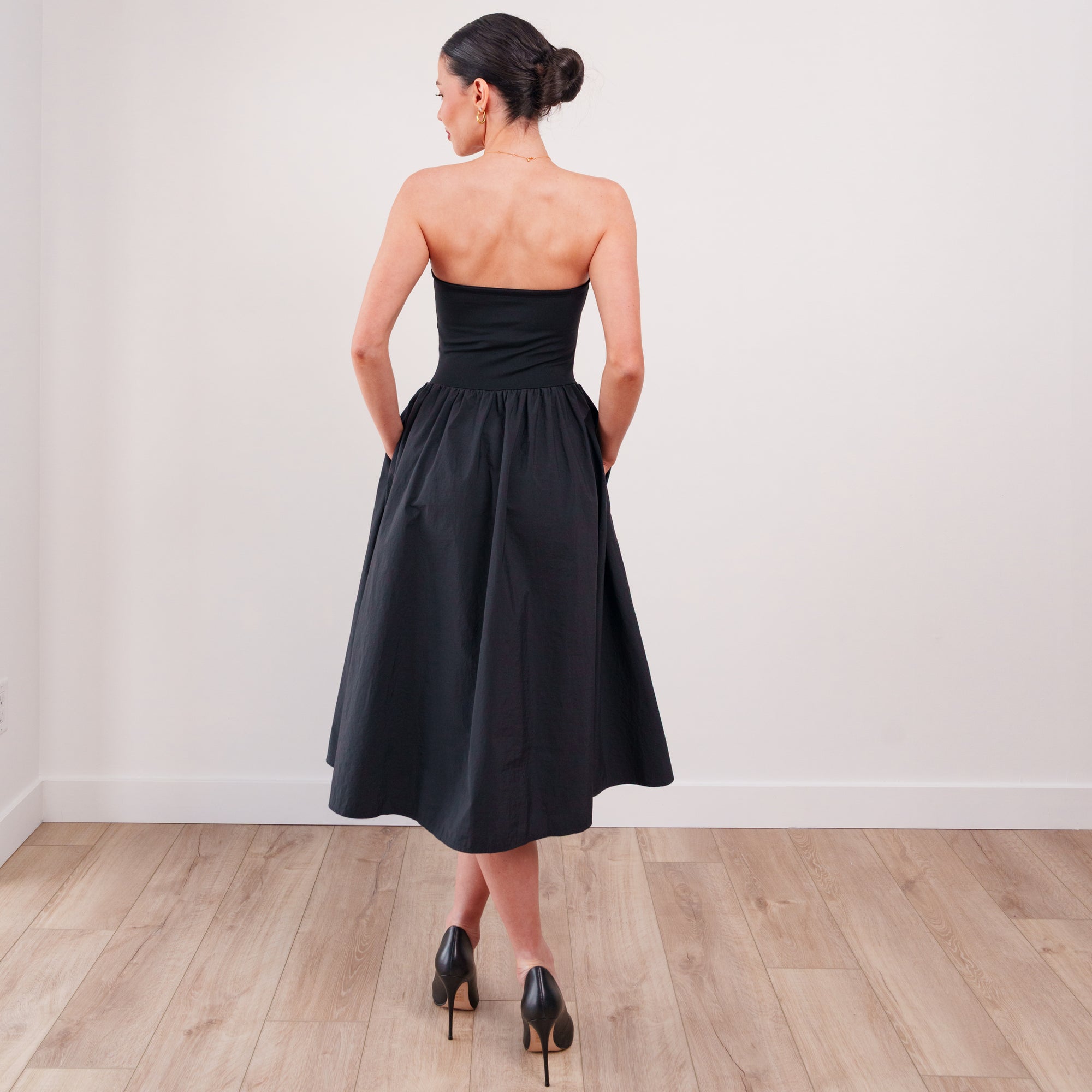 THE SÉLENE STRUCTURED KNIT & POPLIN MIDI DRESS