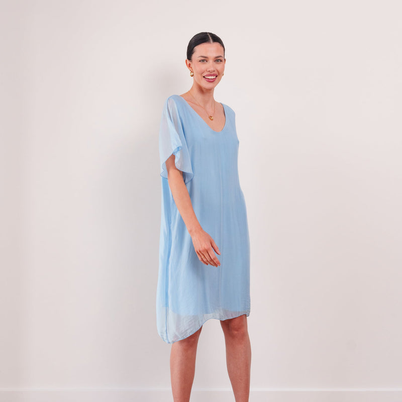 THE CALYRA SILK DRAPE DRESS