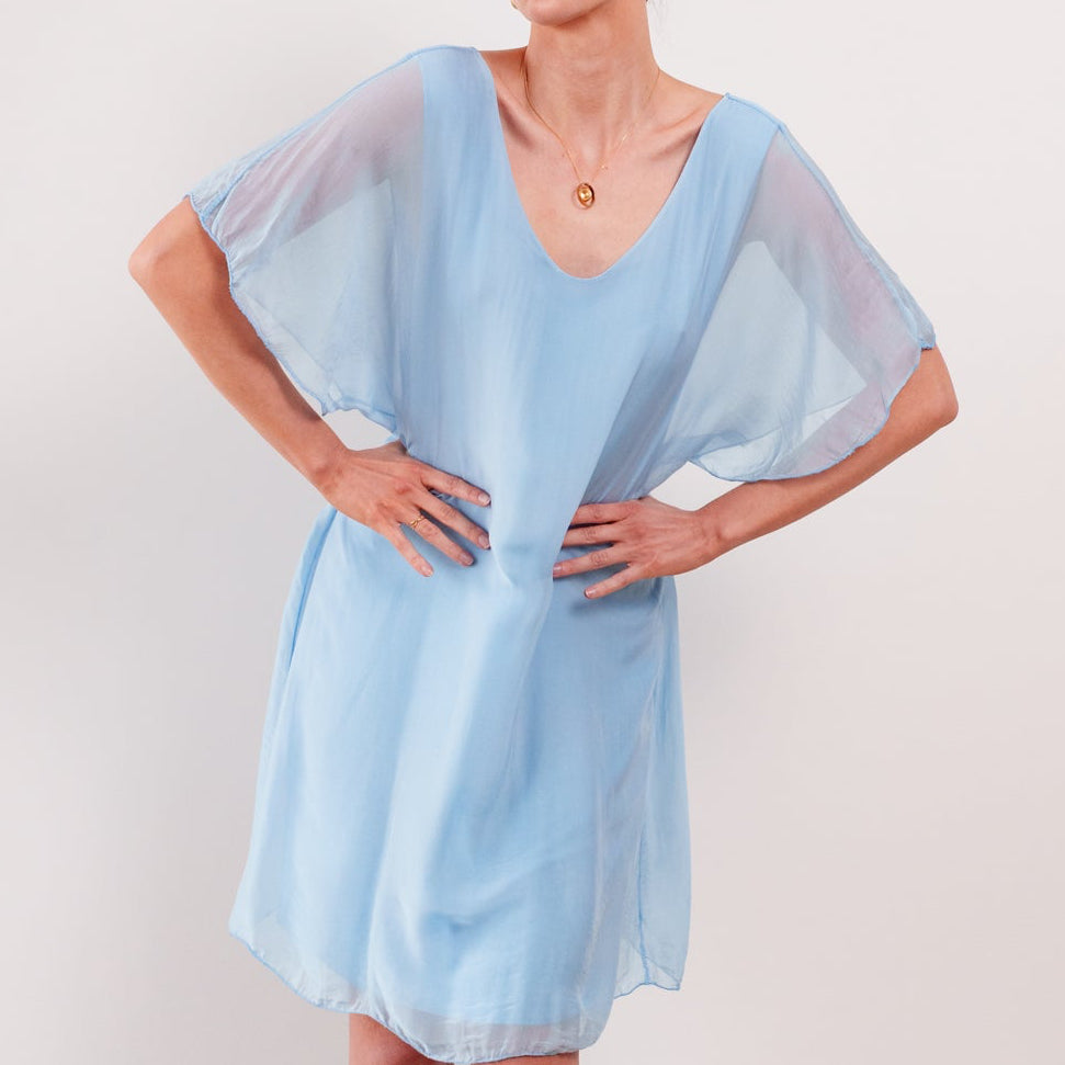 THE CALYRA SILK DRAPE DRESS