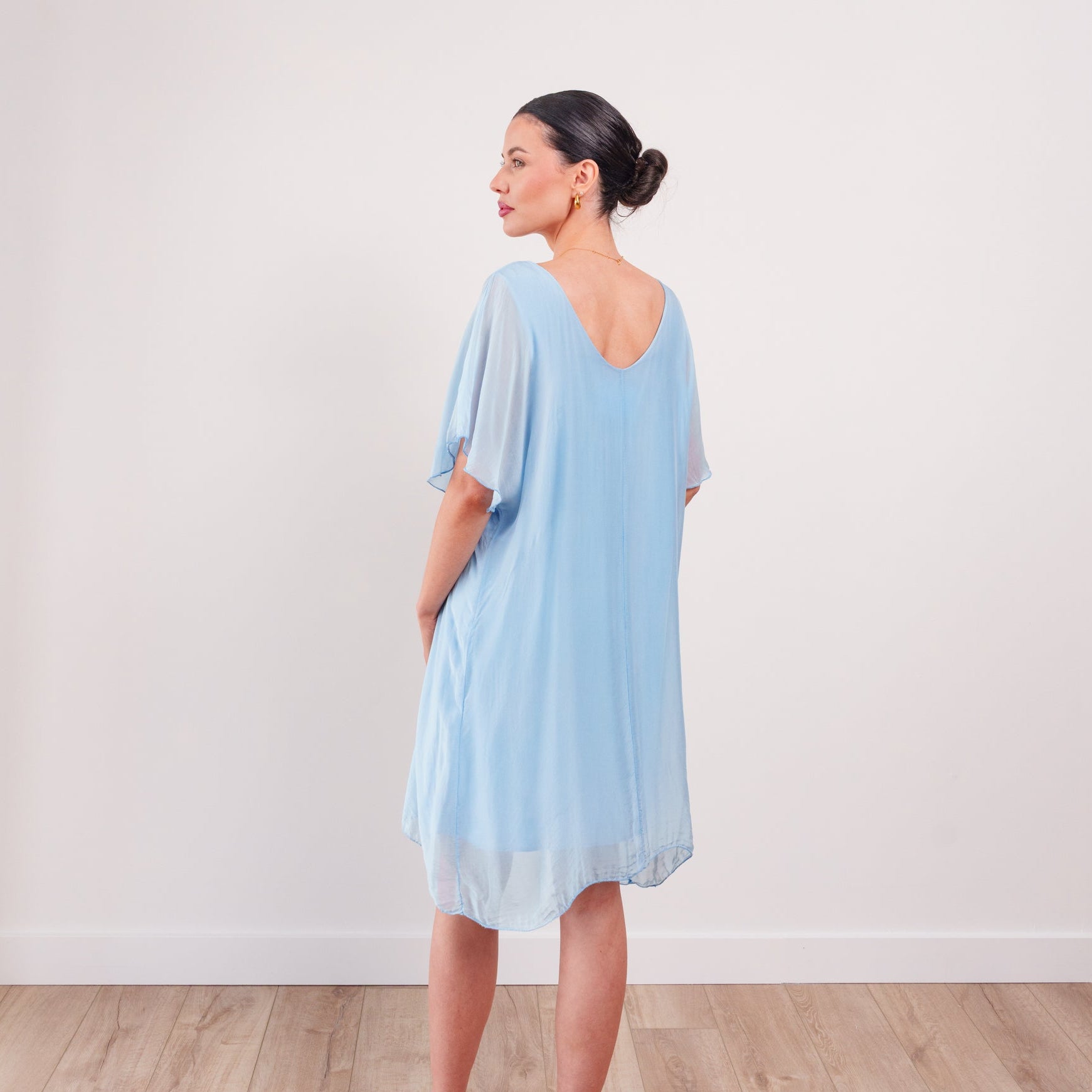 THE CALYRA SILK DRAPE DRESS