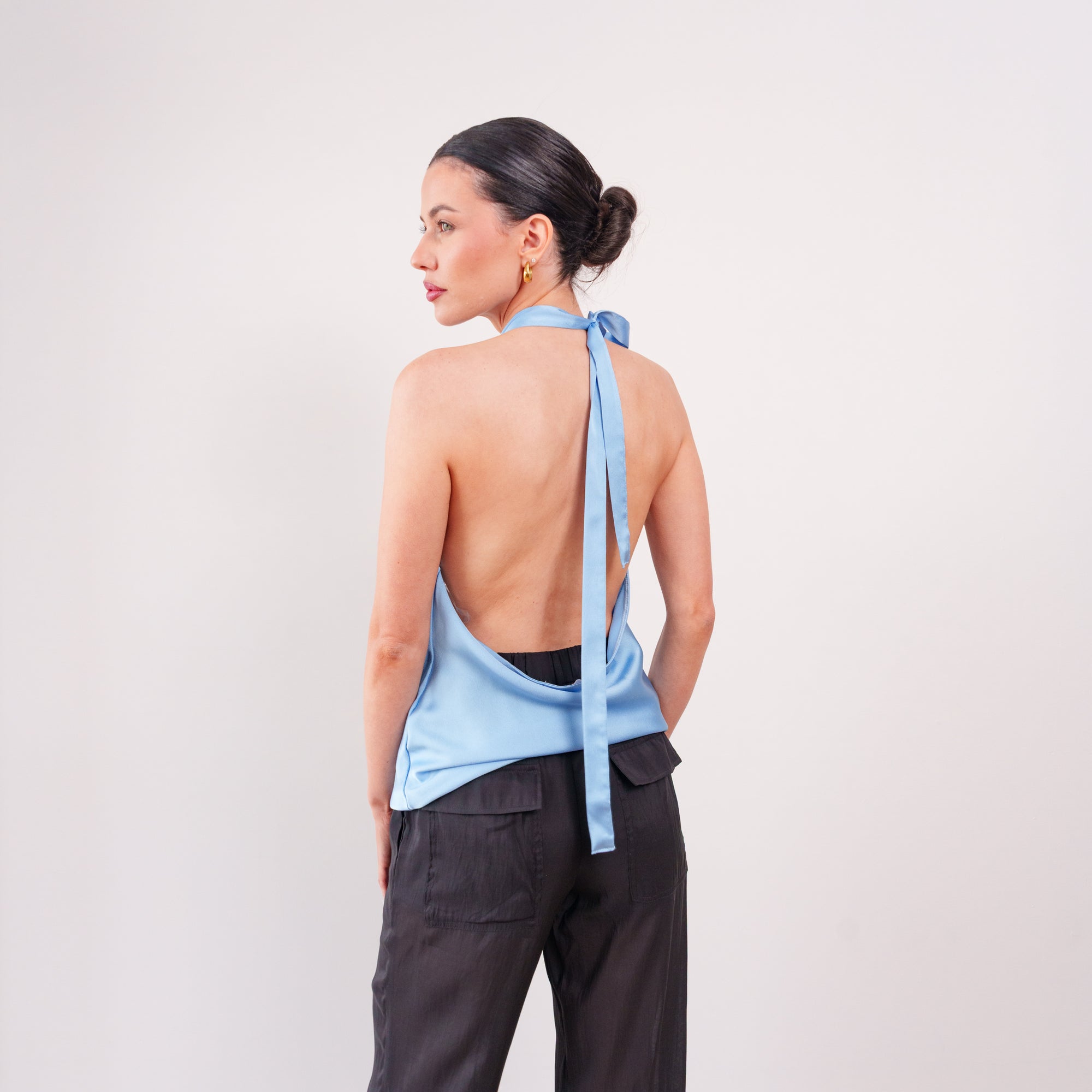 THE ROSÉLLE COWL HALTER TOP