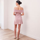 THE AMARA MESH OFF-SHOULDER MINI DRESS