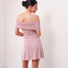 THE AMARA MESH OFF-SHOULDER MINI DRESS