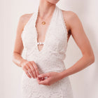 THE SHIRA STRETCH LACE HALTER MAXI DRESS
