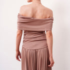 THE SERAPHINE OFF-SHOULDER PLEATED MAXI DRESS