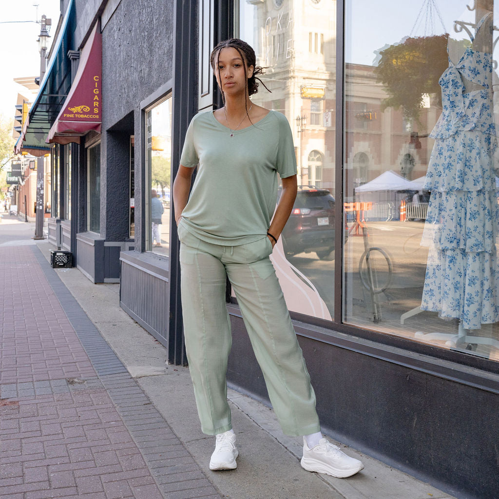Transparent Viscose Pants with Shorts Lining