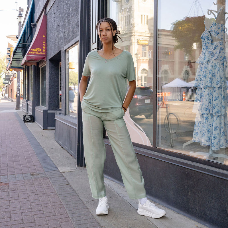 Transparent Viscose Pants with Shorts Lining